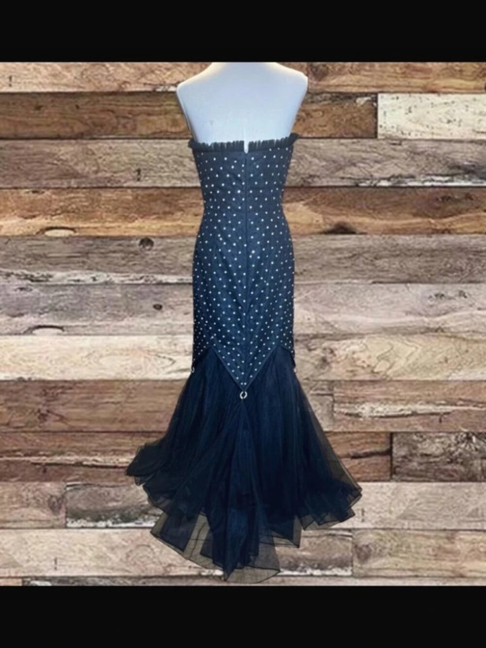 y2k Paris by Mon Cheri Formal Black Mermaid Gown Sz 8 - Picture 4 of 12